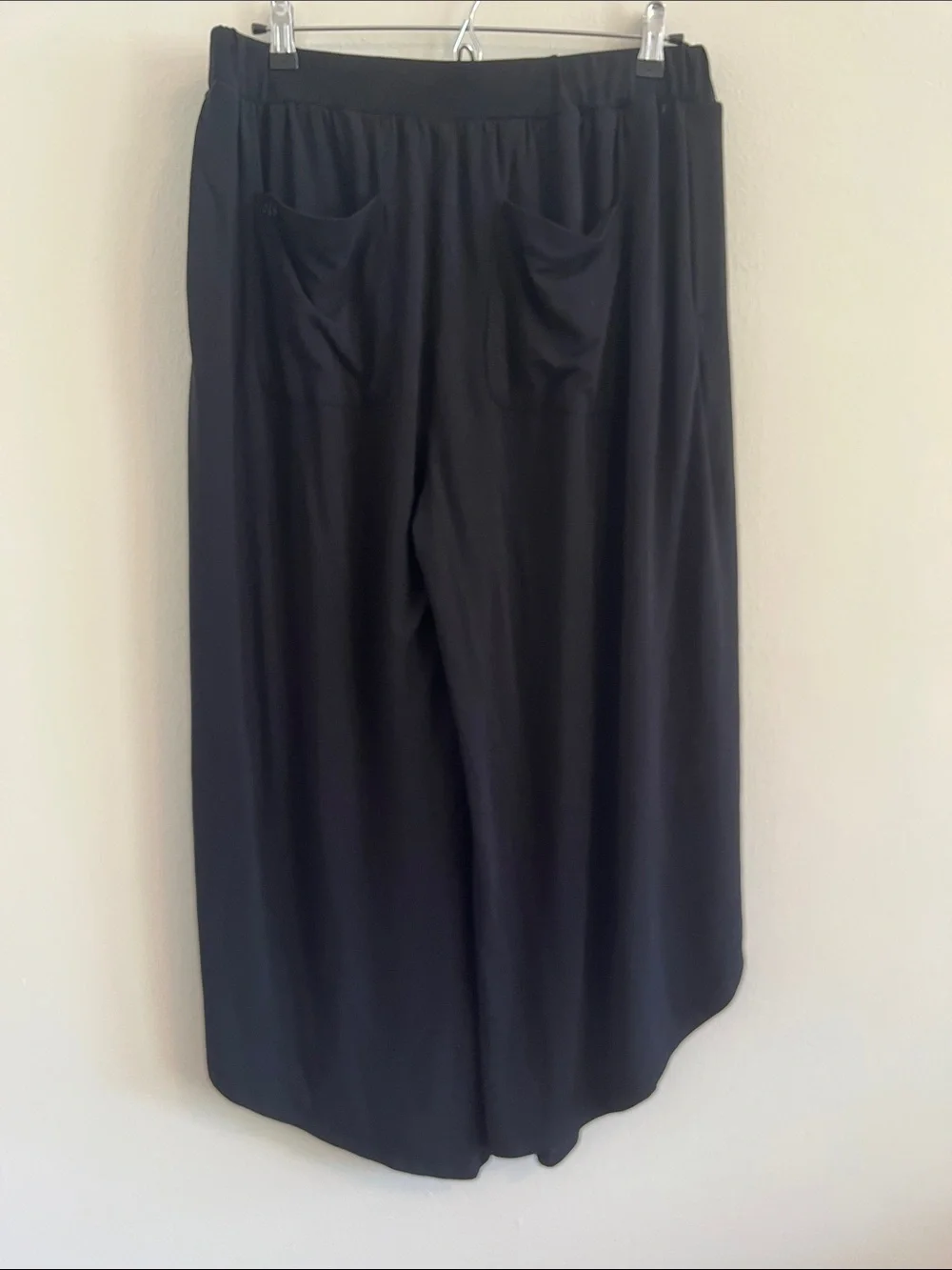 Betabrand Black Wide-Leg Draped Palazzo Pants
